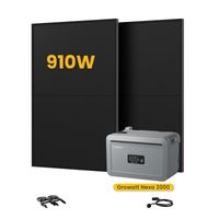 Growatt NEXA 2000 All-in-One Speicher für Balkonkraftwerke, mit 2 x 455W Bifaziale Solarmodule,by Powerness