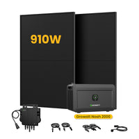 Growatt NOAH 2000 Batteriespeicher für Balkonkraftwerke, mit 2 x 455W Bifaziale Solarmodule,by Powerness