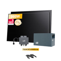 TSUN DCU2000Lite Solarspeicher für Balkonkraftwerke, mit 2 x 480Wp Sunpro BC Bifazial Full Black Solarmodul, by Powerness