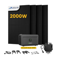 Growatt NOAH 2000 All-in-One Speicher für Balkonkraftwerke, mit 4 x 500W JA Solar Bifaziale Solarmodule,by Powerness